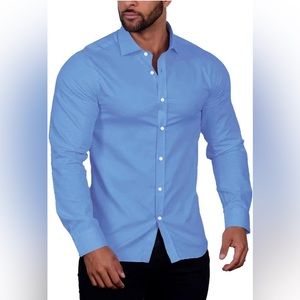 COOFANDY Men's Muscle Fit Dress Shirt XL Wrinkle Free Long Sleeve Button Down
